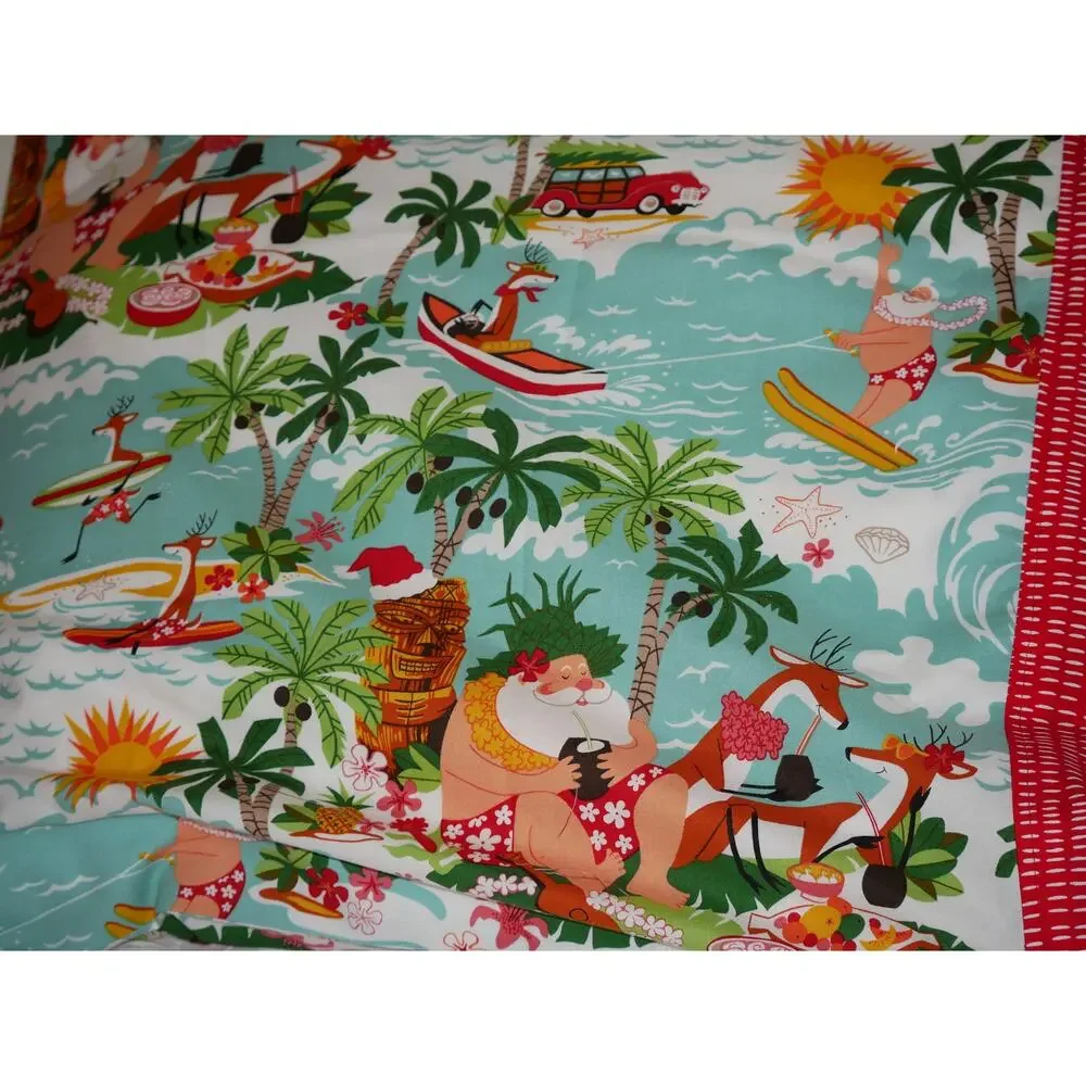 Surfing With Santa Pillowcase: Alexander Henry Designer Cotton